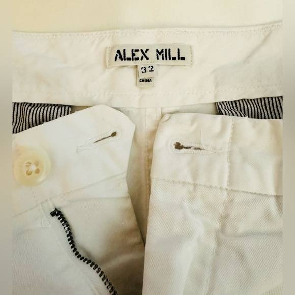 $145 ALEX MILL Pants Mens 32x30” Flat Front Chino Oat Milk Stretch Tapered Hem - Picture 10 of 12
